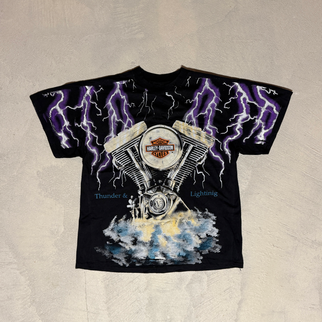 Vintage 90s Thunder & Lightning Harley Davidson T-shirt