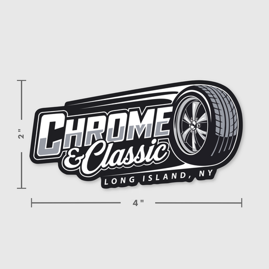 Chrome & Classic Wheel in Motion Sticker